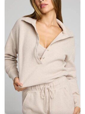 NEGATIVE Underwear Women's Waffle Knit Pullover Sand Beige